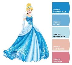 the color scheme for princess aurora from disney's sleeping beauty is shown in blue and pink