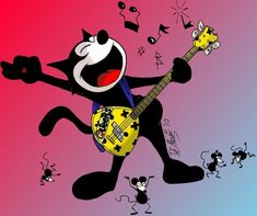 an image of a cartoon cat playing the guitar