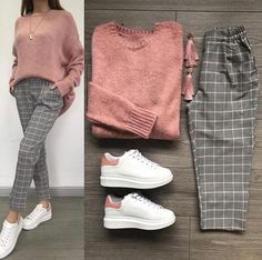 Áo Blu, Checkered Pants, Casual Hijab Outfit, Outfit Chic, Neue Outfits, Casual Work Outfits, Plaid Pants, 가을 패션, Latest Outfits