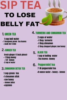 Sip Tea, Belly Fat Drinks, Belly Fat Burner Drink, Fat Loss Drinks, Diet Drinks, Peppermint Tea, Fasting Diet, Healthy Drinks Recipes