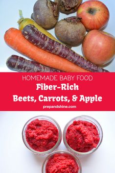 beets, carrots, and apples are featured in this recipe for baby food