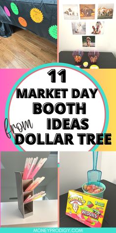 a collage of pictures with the words 11 market day booth ideas dollar tree