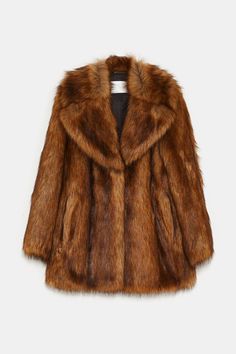 Zara Faux Fur Coat, Zara Hats, Winter Date Outfits, Fur Outfit, Brown Faux Fur Coat, Toni Garrn, Zara Coat, Fashion Articles, Brown Coat