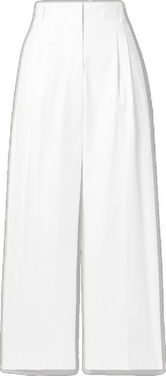 Modern White Wide Leg Pants For Formal Wear, Modern White Formal Wide Leg Pants, Modern White Wide Leg Pants For Formal Occasions, Elegant Cotton Culottes, Modern White Wide Leg Pants For Work, Modern White Ankle-length Wide Leg Pants, Elegant White Culottes, Elegant White Straight Culottes, White High-waisted Culottes For Work