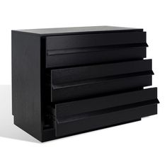 Keep your home organized with our sleek and refined Deirdra chest. Defined by a minimalistic profile and functional details, our chest vouches for a streamlined and elevated look. It beautifully highlights the rich grains of black Oak veneer to keep the look sleek and sophisticated. Finished off with slim and seamless handles, our chest brings effortless style to work with a variety of settings. It can befit any corner of your home, providing 3 roomy drawers to keep all your belongings and knick Armoire Dresser, Farmhouse Scandinavian, Pacific Homes, Chinoiserie Wall, Drawer Shelves, Wood Chest, Vanity Stool, Oak Color, Garden Stool