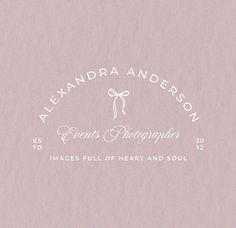 the logo for alexandria anderson's events photographer, images full of heart and soul