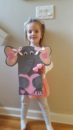 Elephant valentine card box made with cereal box, duct tape, foam and felt pieces. Elephant Valentines Boxes, Duck Valentine Box Ideas, Elephant Valentine Box Ideas, Chicken Valentines Boxes, Koala Valentines Boxes, Animal Valentine Box Ideas, Valentines Day Box Ideas, Valentines Box Ideas, Valentine's Boxes