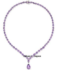 Necklace Natural Amethyst Gemstone Pearl Cut 925 Sterling Silver Necklace Jewelry 21 inch    Necklace Size - 21 Inch Long Rose Gold Circle, Anniversary Necklace, Jewelry Colorful, Silver Necklaces Women, Heart Choker, Necklace Making, Necklace Pendants, Valentines Necklace, Birthstone Gifts