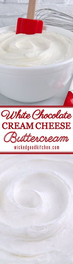 white chocolate cream cheese is in a bowl