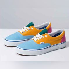 Vans Canvas Era *Nwt* Color: Bright/ Multi Size: 6.5 Women's Sku: Vn0a38frvop Blue Color Block Sneakers For Spring, Vans Pink, Shoes Vans, Women's Vans, Womens Vans, Vans Shoes, Pink Blue, Color Blue, Size 6