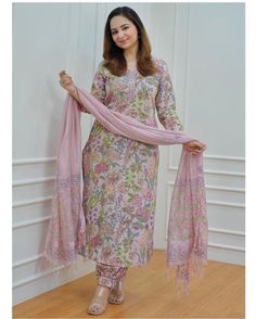 For a festive gathering, you’ll can opt for our Lilac Ivory Floral Afghani Suit Set which is decorated with finest embroidery, Pintex detailing and motifs. It is paired with matching afghani pants and dupatta   For all the stylish ladies out there, who want something simple, sophisticated and traditional.   In comés with Lining✓   Sizes :  S,M, L, XL, XXL,3Xl   Fabric : Softest Cotton print   ~ Beautiful Detailings Printed Cotton Suit Designs, Afghani Suit, Afghani Pants, Printed Kurti Designs, Cotton Suit Designs, Bollywood Suits, Indian Tops, A Line Kurti