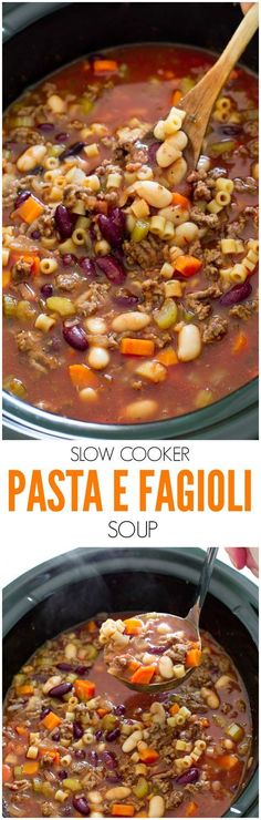 slow cooker pasta e fagioli soup is an easy and delicious meal