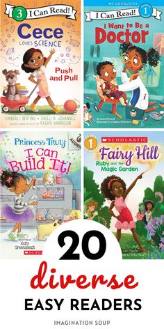 four children's books with the title 20 diverse easy readers