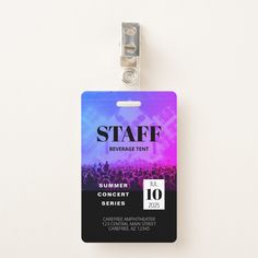 a badge with the words stage on it and an image of a concert scene behind it