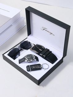 Simple,Negocio Collar    Set de Relojes de Regalo Embellished Christmas Gift Box For Men, Father's Day Party, Fashionable Glasses, Gift Box For Men, Trendy Watches, Casual Trends, Wooden Gift Boxes, Christmas Gift Sets, Business Gift