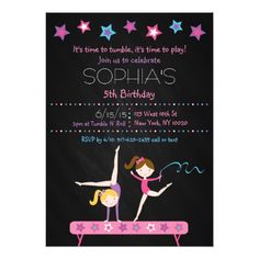 a birthday party with two girls doing gymnastics