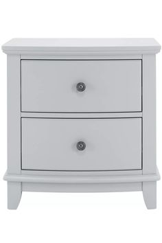 a white nightstand with two drawers