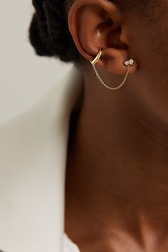 Kimaï's dainty and understated pieces are designed to be worn every day. Cast from recycled 18-karat gold, this single earring is set with laboratory-grown diamonds that sparkle beautifully. Wear yours solo or stacked similar styles from the label.