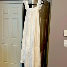 Never Worn Cotton White Dress From H & M. Adorable Bow In The Back Flowy And Cute Size Extra Small. H&m White Maxi Dress For Daywear, White Ruffled Dresses By H&m, H&m White Ruffled Dresses, White Ruffled H&m Dresses, H&m Sleeveless Maxi Dress For Vacation, H&m Sleeveless Maxi Dress For Day Out, H&m Summer Maxi Dress For Beach, Sleeveless H&m Maxi Dress For Day Out, Flowy H&m Maxi Dress For Brunch