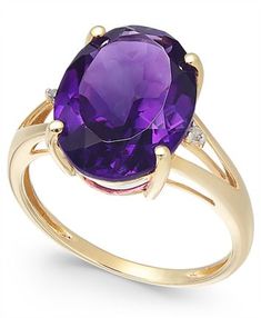 Macy's Amethyst (5 ct. t.w.) and Diamond Accent Oval Ring in 14k Gold (Also Available in Mystic Topaz, Blue Topaz, & Prasolite) & Reviews - Rings - Jewelry & Watches - Macy's Diamond Accent Ring, Oval Ring, Amethyst Jewelry, Mystic Topaz, Green Quartz, Pink Amethyst, Tennis Bracelet Diamond, 14k Gold Ring, Oval Pendant