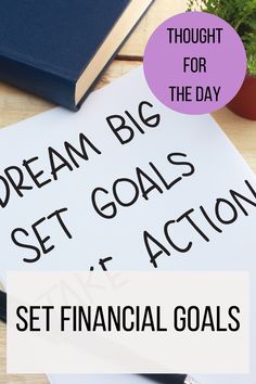 a piece of paper with the words dream big set goals and action on it