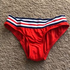 Bikini Bottom Never Worn Casual Red Swimwear For The Pool, Sporty Red Swimwear For Pool, Red Sporty Swimwear For Pool, Red Sporty Swimwear For Beach, Sporty Red Bottoms For Pool, Lady In Red, Womens Swim, Fast Delivery, Red