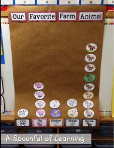 a brown paper bag filled with lots of different types of animals and words on it