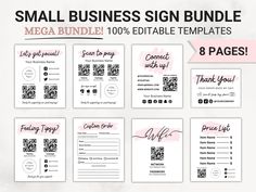 small business sign bundle mega bundle with editable templates and 8 pages, all in pink