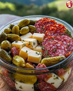 Easy Marinated Cheese Appetizer with Salami & Pickles