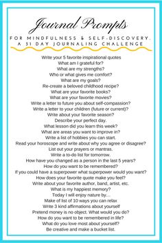 Journal Prompts for MIndfulness and Self-Discovery. 31 day challenge with Journal Prompts. Journal Prompts Fun, Journaling Mindfulness, January Journal Prompts, January Journal, Journaling Daily, Prompts Journaling, Journal Mindfulness, How To Bullet Journal