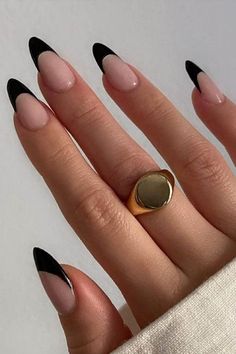 Black French Tip Press on Nails Prom Nails, Fire Nails, Nail Arts, Best Acrylic Nails