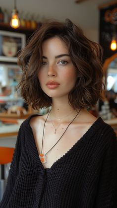 Discover the bold allure of the Shattered Bob for wavy hair, a standout style from our compilation of the Best 25 Short Wavy Hairstyles: Trending Styles In 2024. This edgy cut boasts shattered layers that effortlessly enhance your waves, creating a dynamic and textured look that exudes modern sophistication. Click the pin for more trendsetting hairstyles and follow us for endless hair inspiration! #ShatteredBob #WavyHair #ShortHairstyles #TrendingStyles #HairInspiration Short Fine Haircuts For Women, Haircuts Designs, Wavy Bob Hairstyles, Beauty Habits, Short Brown Hair, Hair Inspiration Short, Short Wavy Hair, Short Wavy, American Beauty