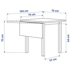 a drawing of a table with measurements for the legs and top, along with an additional height