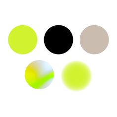 three different colored circles on a white background with one black circle and the other green circle