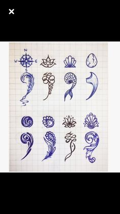 some different types of tattoos on a sheet of paper