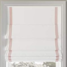 a white window with pink stripes on it