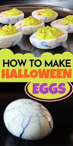 A guide on how to make Halloween deviled eggs for a Halloween party food idea that everyone loves. Halloween Eggs, Halloween Deviled Eggs, Halloween Potluck, Halloween Party Appetizers, Halloween Food Appetizers, Spooky Food, Fun Halloween Food, Easy Halloween Food