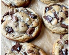 chocolate chip cookies with sea salt sprinkled on top