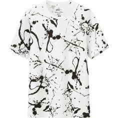 Casual Paint Splatter T-shirt For Streetwear, Black Print Cotton T-shirt For Streetwear, Black Casual T-shirt With Abstract Print, Cheap Paint Splatter T-shirt For Streetwear, Unisex White T-shirt With Graffiti Print, Cami Outfit, Winter Date Night Outfits, Boys Prints, Uniqlo