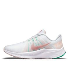 (WMNS) Nike Quest 4 'White Pink' DA1106-105 (SNKR/Light/Low Top/Women's) Running Nike, Womens Running, Nike Running, Womens Running Shoes, Low Top, Nike Shoes, Nike Women, Running Shoes, Street Wear