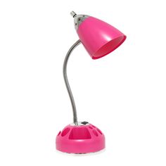 a pink desk lamp on a white background