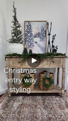 the christmas entry way styling is displayed