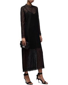 AllSaints Katlyn Lace Dress | Zappos.com Chic Lace Maxi Dress With Lace Sleeves, Chic Allsaints Midi Dress For Spring, Chic Allsaints Spring Midi Dress, Chic Long Lace Dress, Allsaints Chic Spring Midi Dress, Spring Midi Dress By Allsaints, Chic Spring Midi Dress By Allsaints, Fall Maxi Dress With Lace Trim, Maxi Dress With Lace Trim For Fall