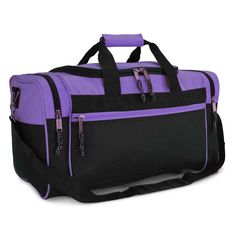 - FEATURES: Large zippered main compartment, two end zippered pockets, front zippered pocket, adjustable handle and removable shoulder strap. - SIZE: 21" X 10" X 9" - MATERIAL: Polyester - COLOR: Black, Red, Royal Blue, Navy Blue, Gold, Pink, Purple, Green, Gray, Orange, Maroon, White. - INTENDED USE: intended for daily use on the job, in the gym, playing sports, or taking trips. DALIX consistently reaches the pinnacle of affordable and useful everyday items. This is our 20" Duffel bag which has Duffle Bag Sports, Black Duffel Bag, Pink Duffle Bag, Sports Bags Gym, Travel Bags For Women, Travel Duffle, Duffle Bag Travel, Duffle Bags, Sports Travel