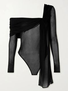 Composition: Cotton, Polyester, Synthetic Fiber Designer Style ID: FP23435445 Black Sheer Polyamide Bodysuit, Chic Evening Polyamide Bodysuit, Elegant Black Polyamide Tops, Chic Evening Bodysuit In Polyamide, Chic Black Polyamide Bodysuit, Chic Evening Bodysuit, Black Nylon Bodysuit For Night Out, Black Stretch Evening Swimwear, Black Sheer Bodysuit For Evening