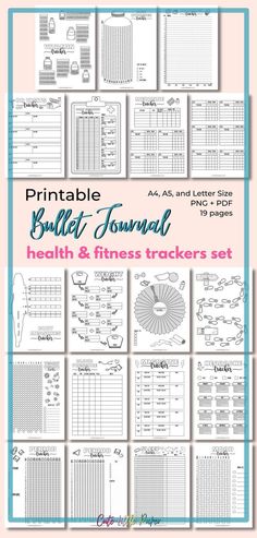 Workout Tracker Printable Doodle Bullet Journal, Bullet Journal Health, Printable Bullet Journal, Medication Tracker, Habit Tracker Printable, Bullet Journal Tracker