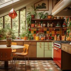 an image of a kitchen setting with potted plants