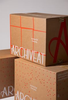 three boxes are stacked on top of each other with the words archview printed on them