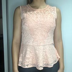 Cute Coral/ Orange/ Pink/ Colored Lace Blouse. Never Been Used Before From Brazil Chic Pink Lace Top For Party, Feminine Pink Lace Party Top, Feminine Pink Lace Top For Party, Chic Pink Fitted Lace Top, Chic Fitted Pink Lace Top, Chic Pink Lace Top For Summer, Pink Lace Top For Spring Party, Summer Party Pink Lace Top, Peach Party Tops For Spring