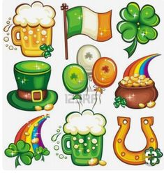 st patrick's day clipart set with shamrocks, balloons and clovers